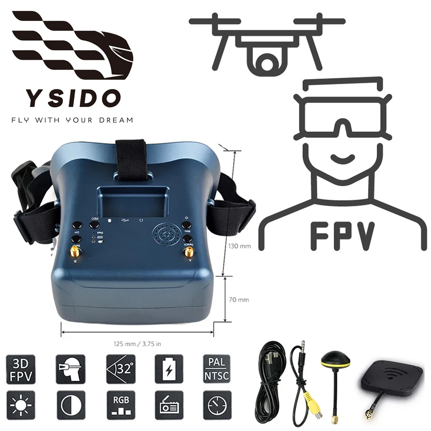 FPV-bril 008D 5.8G 40CH 4.3 in - Skyzone Cobra X V2 Fpv Goggles recensie en prijs